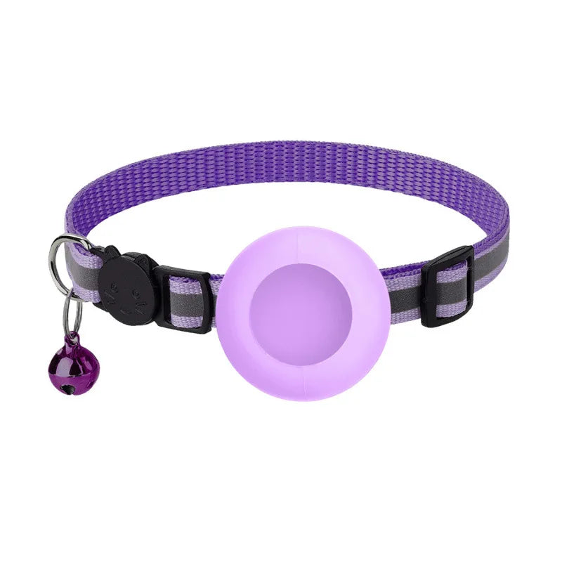 reflective cat collar with bell - breakaway airtag holder for cats