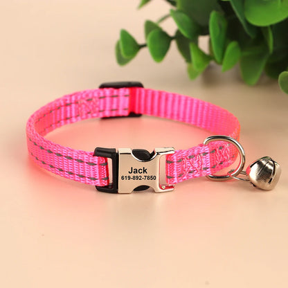 Personalized Cat Collar with Bell - Free Engraved, Breakaway Safe