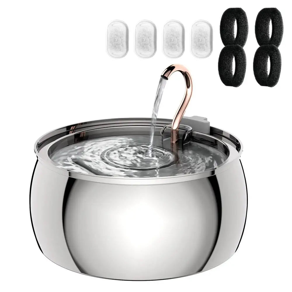 4l stainless steel automatic pet water fountain quiet filter for cats