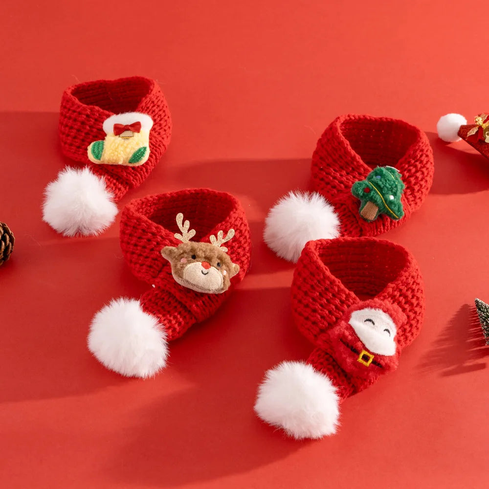 soft red christmas cat hat and scarf with adjustable chin strap