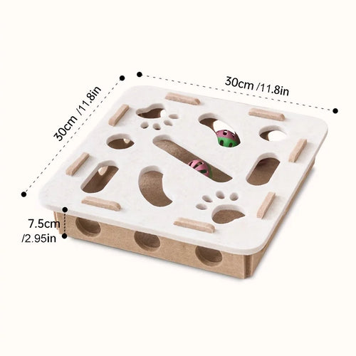 Interactive Felt Cat Puzzle Toy – Maze Tunnel with Bell Ball