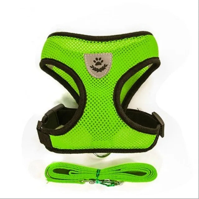 breathable mesh cat & dog harness with leash – reflective vest