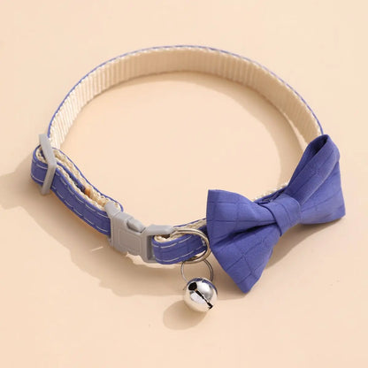 Christmas Breakaway Cat Collar with Bow Tie and Bell Adjustable Plaid