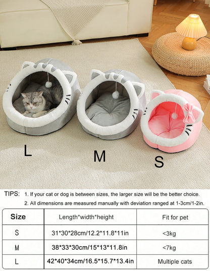 Cozy Cave Cat Bed – Warm Plush Tent for Deep, Comfortable Sleep