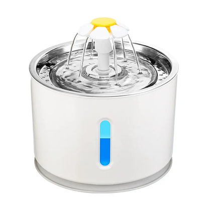 2.4L Stainless Steel Cat Water Fountain with USB Power and Night Light
