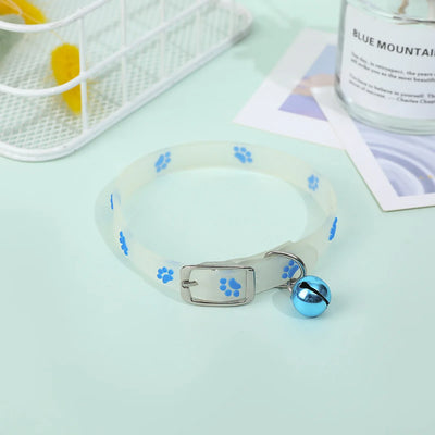Glow-in-the-Dark Cat & Puppy Collar with Bell - Silicone Anti-Loss Collar