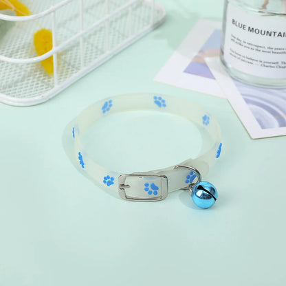 Glow-in-the-Dark Cat & Puppy Collar with Bell - Silicone Anti-Loss Collar
