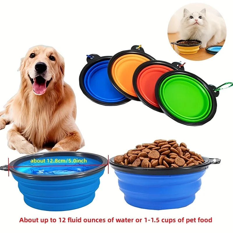 collapsible silicone pet bowl – portable travel food & water bowl