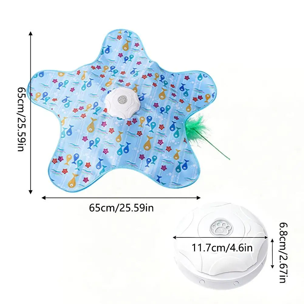 hide & seek automatic cat play mat 360° feather hunting toy