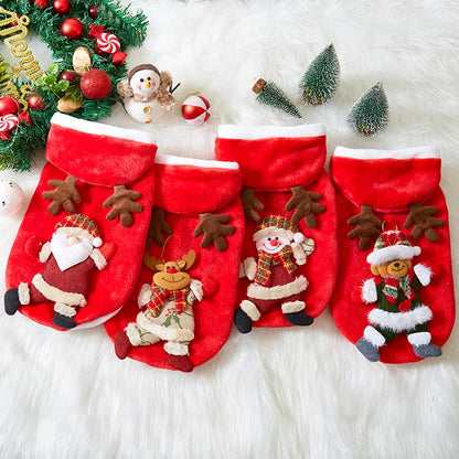 Flannel Christmas Puppy and Cat Hoodie for Small and Medium Pets