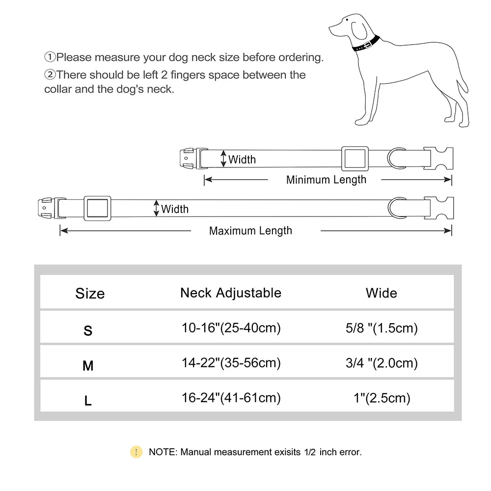 custom engraved nylon dog collar for small, medium, and large dogs