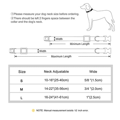Custom Engraved Nylon Dog Collar for Small, Medium, and Large Dogs
