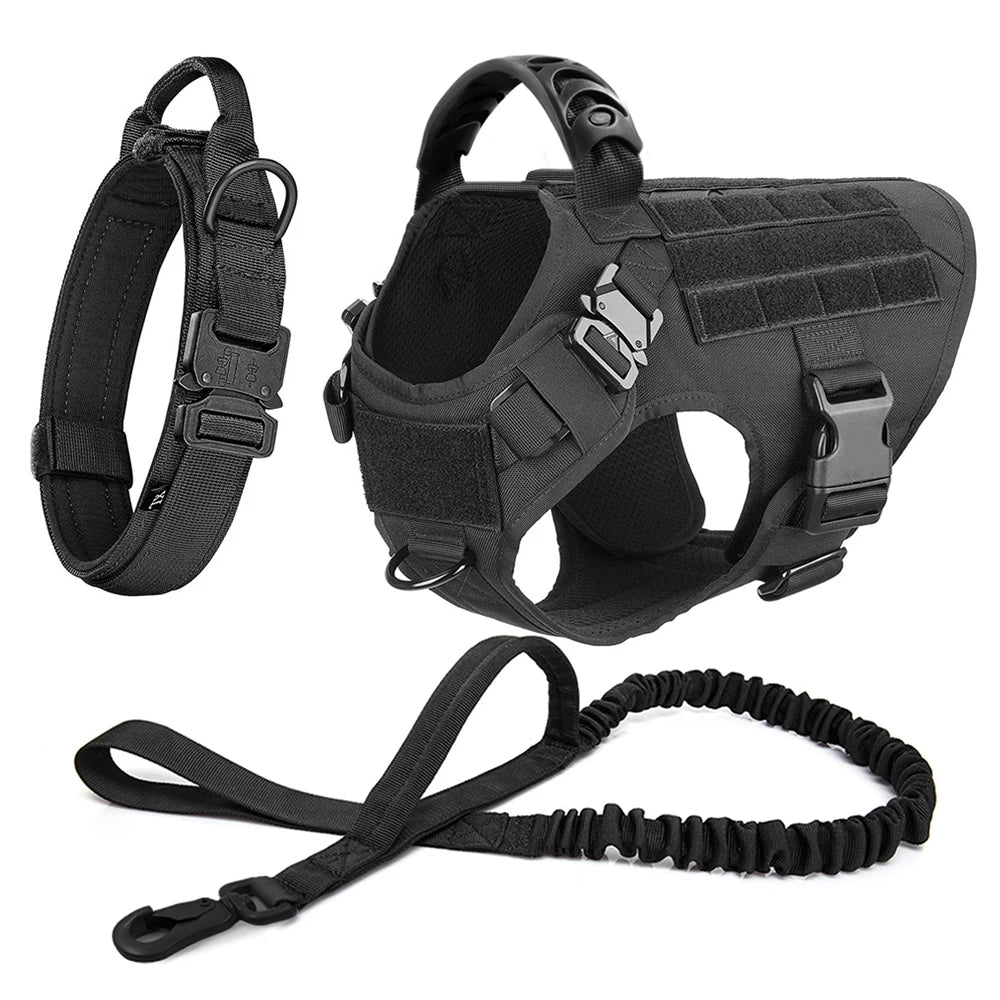 tactical dog harness with molle system – heavy-duty large dog vest