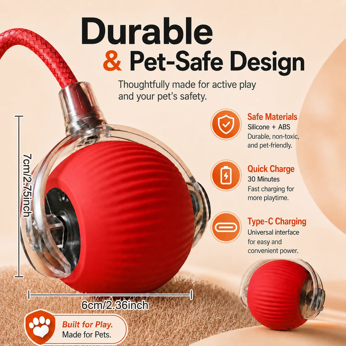 automatic rolling dog ball toy - rechargeable smart interactive toy
