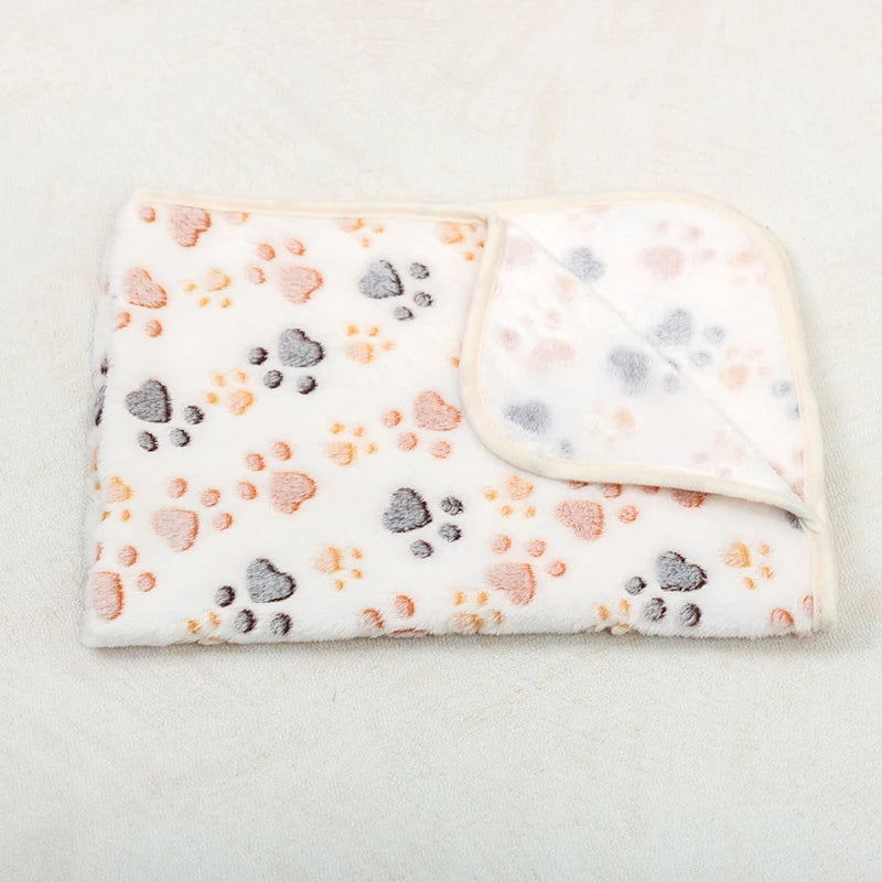 soft fluffy paw print pet blanket for puppies and cats warm flannel mat