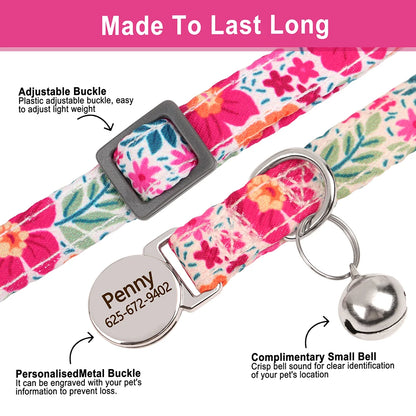Personalized Cat Collar with Bell - Free Engraved, Breakaway Safe