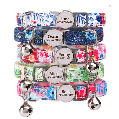 Personalized Cat Collar with Bell - Free Engraved, Breakaway Safe