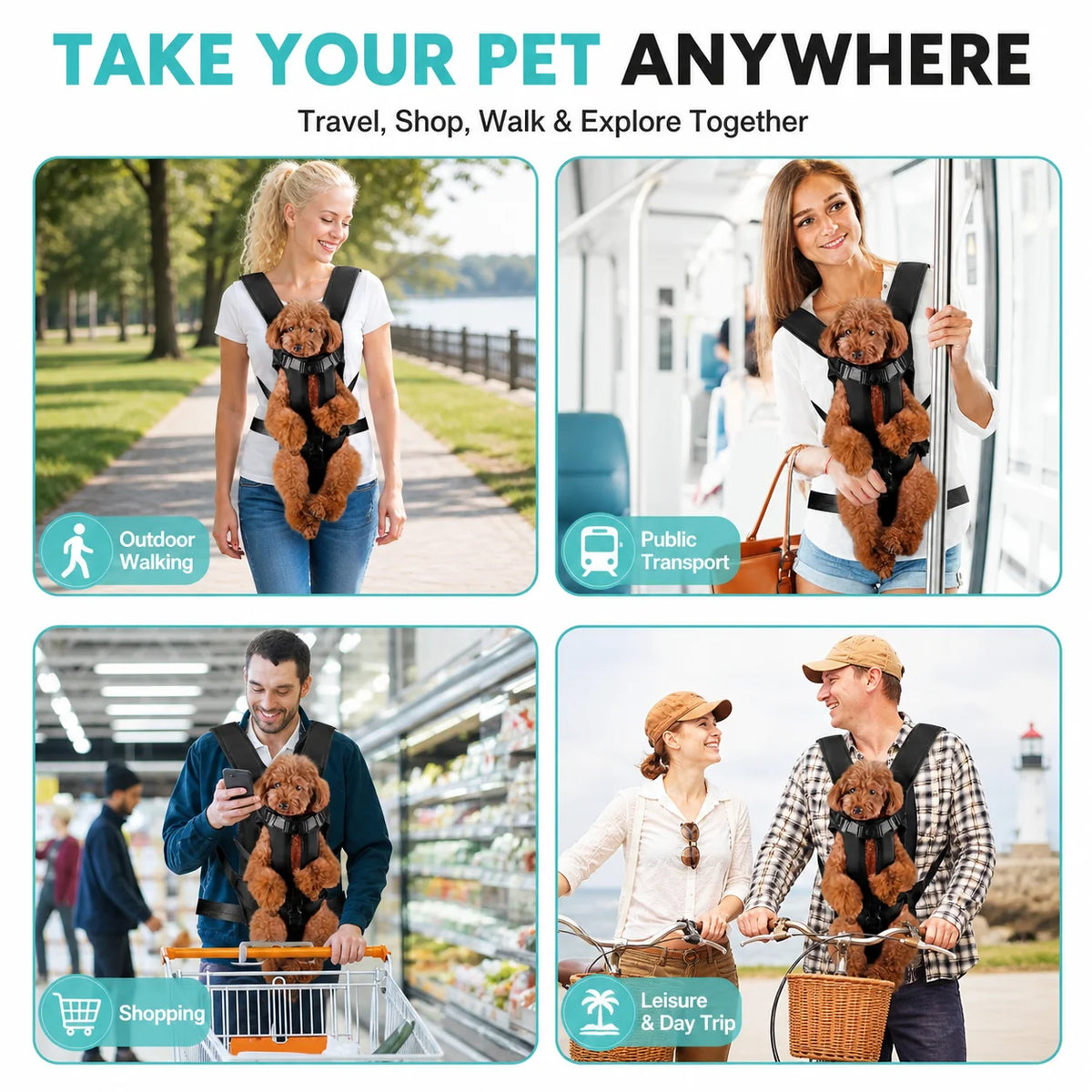hands-free front carrier backpack for small dogs & cats, travel