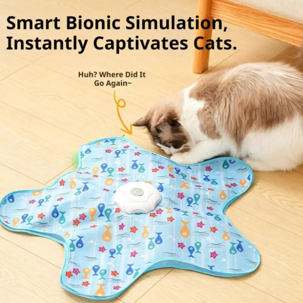 hide & seek automatic cat play mat 360° feather hunting toy