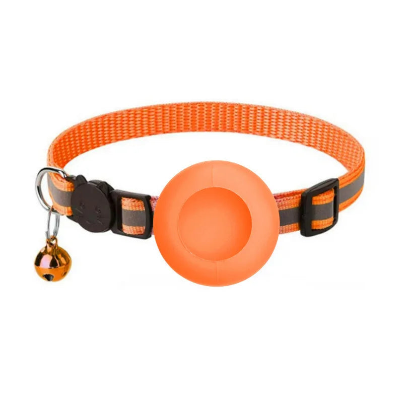 reflective cat collar with bell - breakaway airtag holder for cats