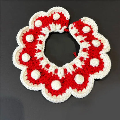 Crocheted Christmas Cat Bow Tie Collar for Kittens and Puppies