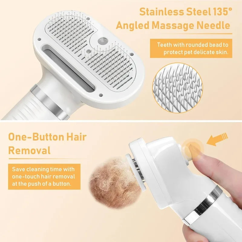 4-in-1 pet grooming station, steam comb & dryer with shedding brush