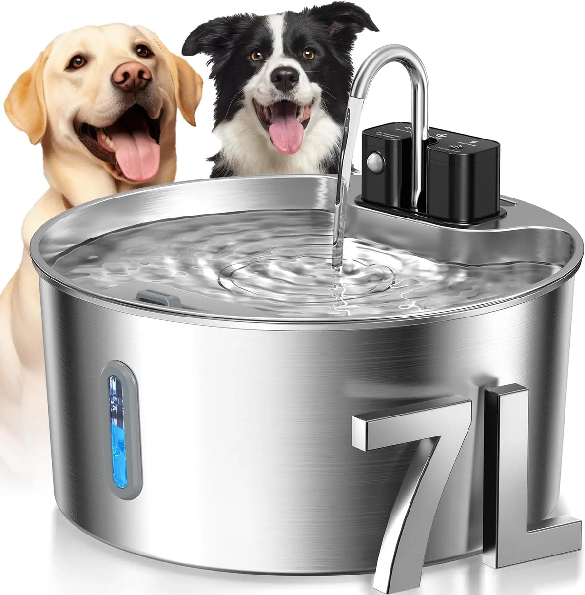 7l stainless steel wireless sensor pet water fountain for cats & dogs