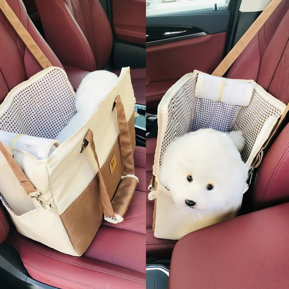 breathable pet carrier shoulder bag for cats & puppies, car seat