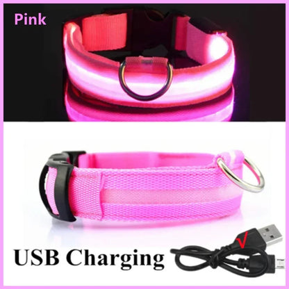 3 Modes Rechargeable LED Dog Collar - Adjustable Night Safety Glow Collar