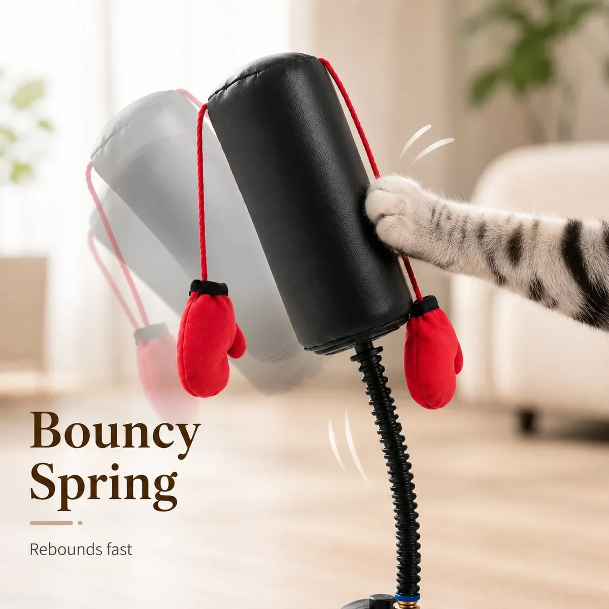 paw punch cat boxing bag – interactive spring indoor exercise toy