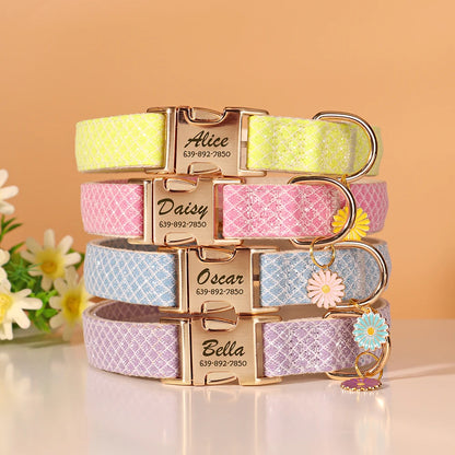 Personalized Bling Dog Collar - Free Engraved ID Tag & Flower Charm