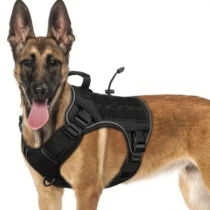 Adjustable No-Pull Tactical Dog Harness with Handle, Reflective Trim