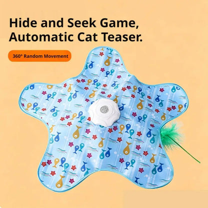 Hide & Seek Automatic Cat Play Mat 360° Feather Hunting Toy