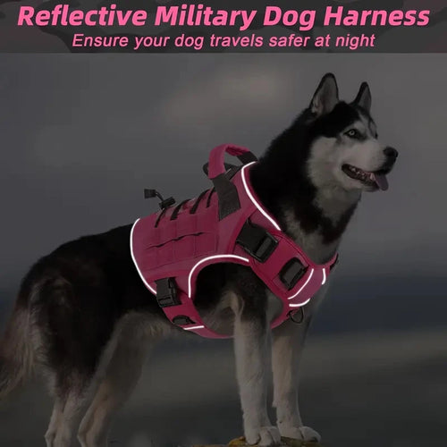 Adjustable No-Pull Tactical Dog Harness with Handle, Reflective Trim
