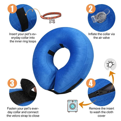 Inflatable Pet Recovery Collar After Surgery - Soft, Comfortable Cone Alternative