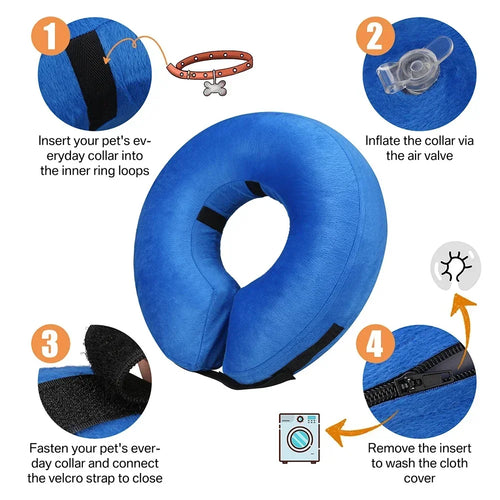 Inflatable Pet Recovery Collar After Surgery - Soft, Comfortable Cone Alternative