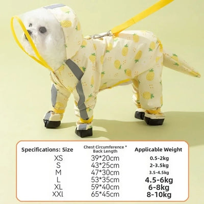 Waterproof Puppy Raincoat Four Leg Hooded Reflective with Tail Cover