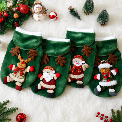 Flannel Christmas Puppy and Cat Hoodie for Small and Medium Pets