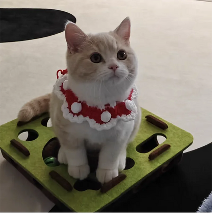 Crocheted Christmas Cat Bow Tie Collar for Kittens and Puppies