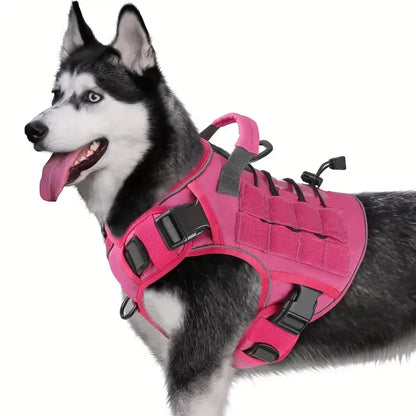 Adjustable No-Pull Tactical Dog Harness with Handle, Reflective Trim
