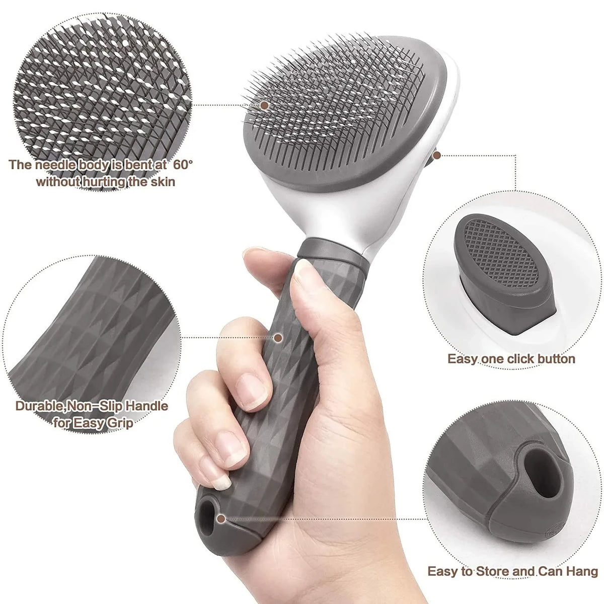 self-cleaning pet hair brush – dematting comb for dogs & cats