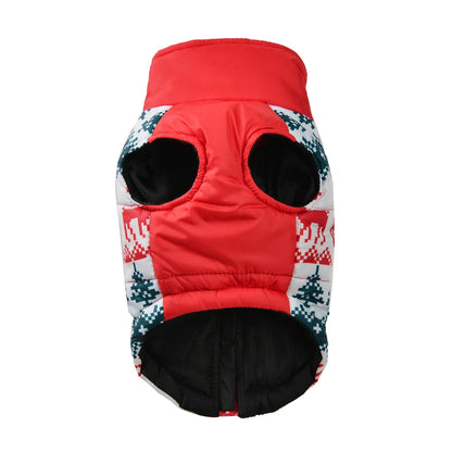 Warm Christmas Dog Jacket with D-Ring for Small and Medium Dogs