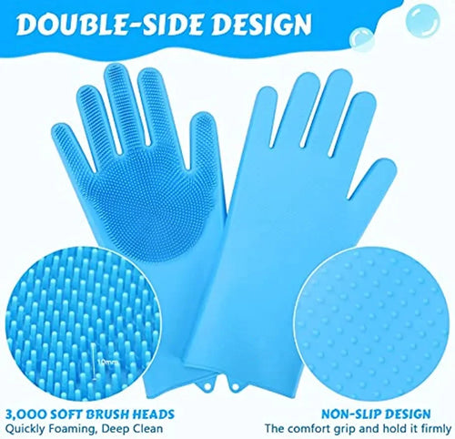 Silicone Pet Bathing Gloves – Shampoo Scrubber Hair Remover