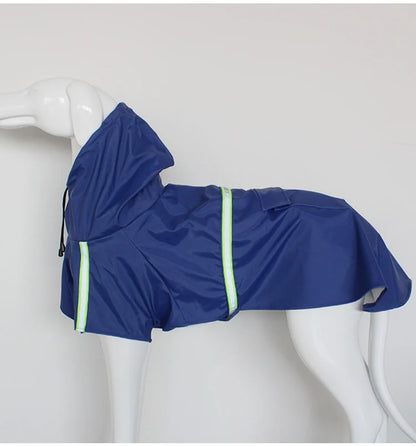 Large Dog Waterproof Hooded Raincoat Reflective Windproof Cloak Style