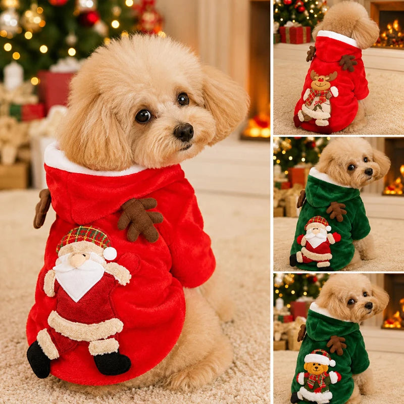 flannel christmas puppy and cat hoodie for small and medium pets
