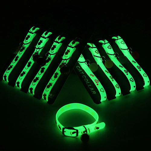 Glow-in-the-Dark Cat & Puppy Collar with Bell - Silicone Anti-Loss Collar