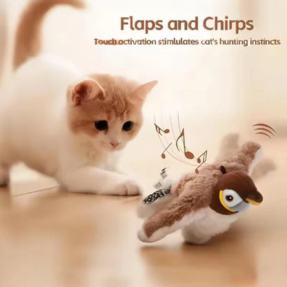 Interactive Plush Bird Cat Toy - Rechargeable Chirping & Flapping