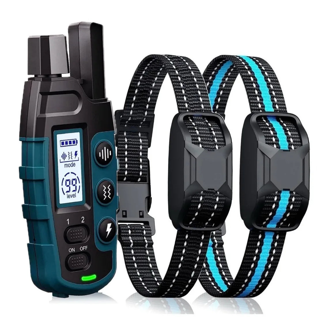 1000m emote dog training collar - ip67 waterproof, rechargeable, for 2 dogs