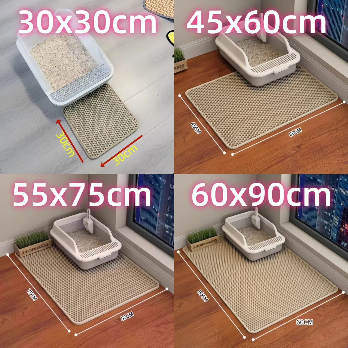 extra large waterproof double-layer cat litter mat, non-slip design