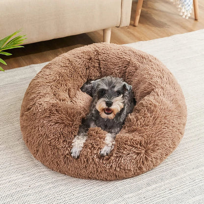 Soft Plush Round Pet Bed for Dogs & Cats, 6 Sizes, Machine Washable